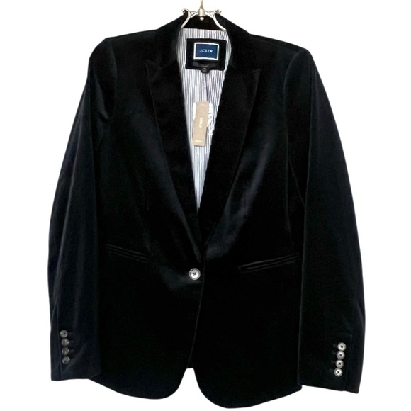 J Crew Parke Black Velvet Blazer Size 8T - Picture 3 of 16